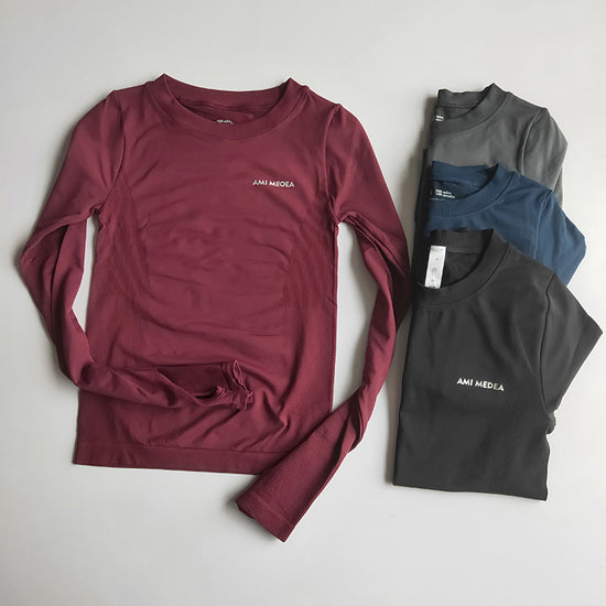 Womens Sports Slim Long Sleeve Running Quick-drying Tight Tshirt Thin Stretch Breathable Workout Clothes