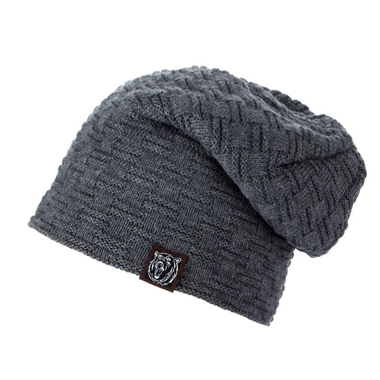 Knitted wool hat winter plus velvet